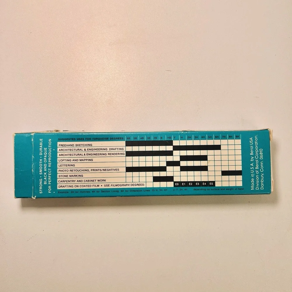 Vintage Berol Turquoise Drawing Pencils With Erasers 1375 (12) NIB NOS USA